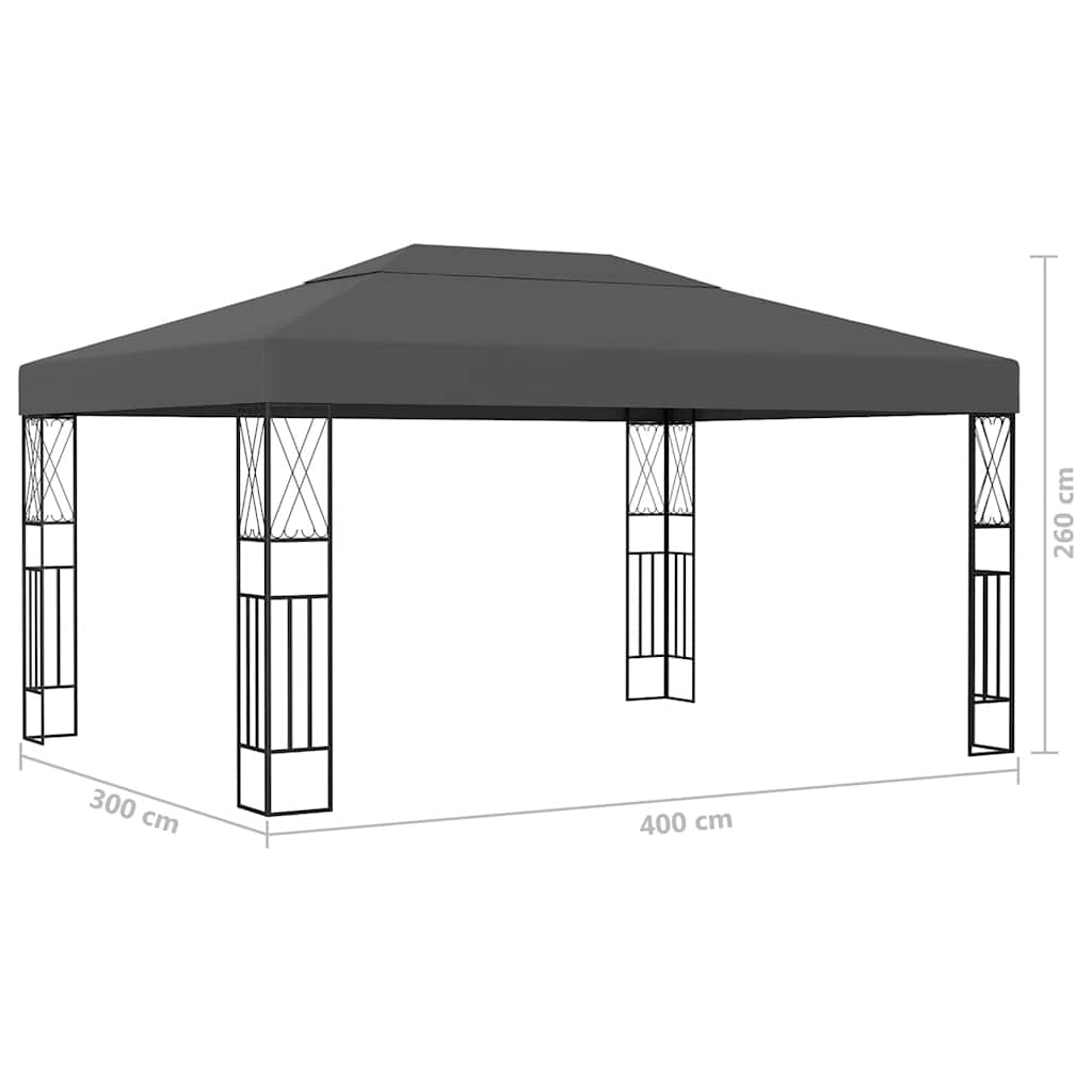 vidaXL Gazebo with LED String Lights 3x4 m Anthracite Fabric