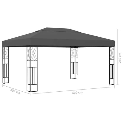 vidaXL Gazebo with LED String Lights 3x4 m Anthracite Fabric