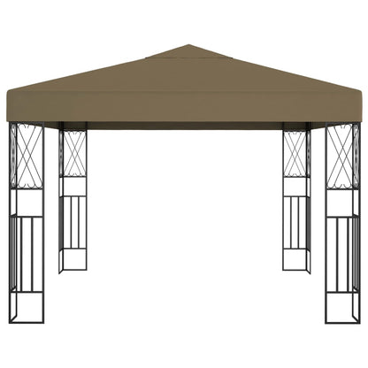 vidaXL Gazebo with LED String Lights 3x3 m Taupe Fabric