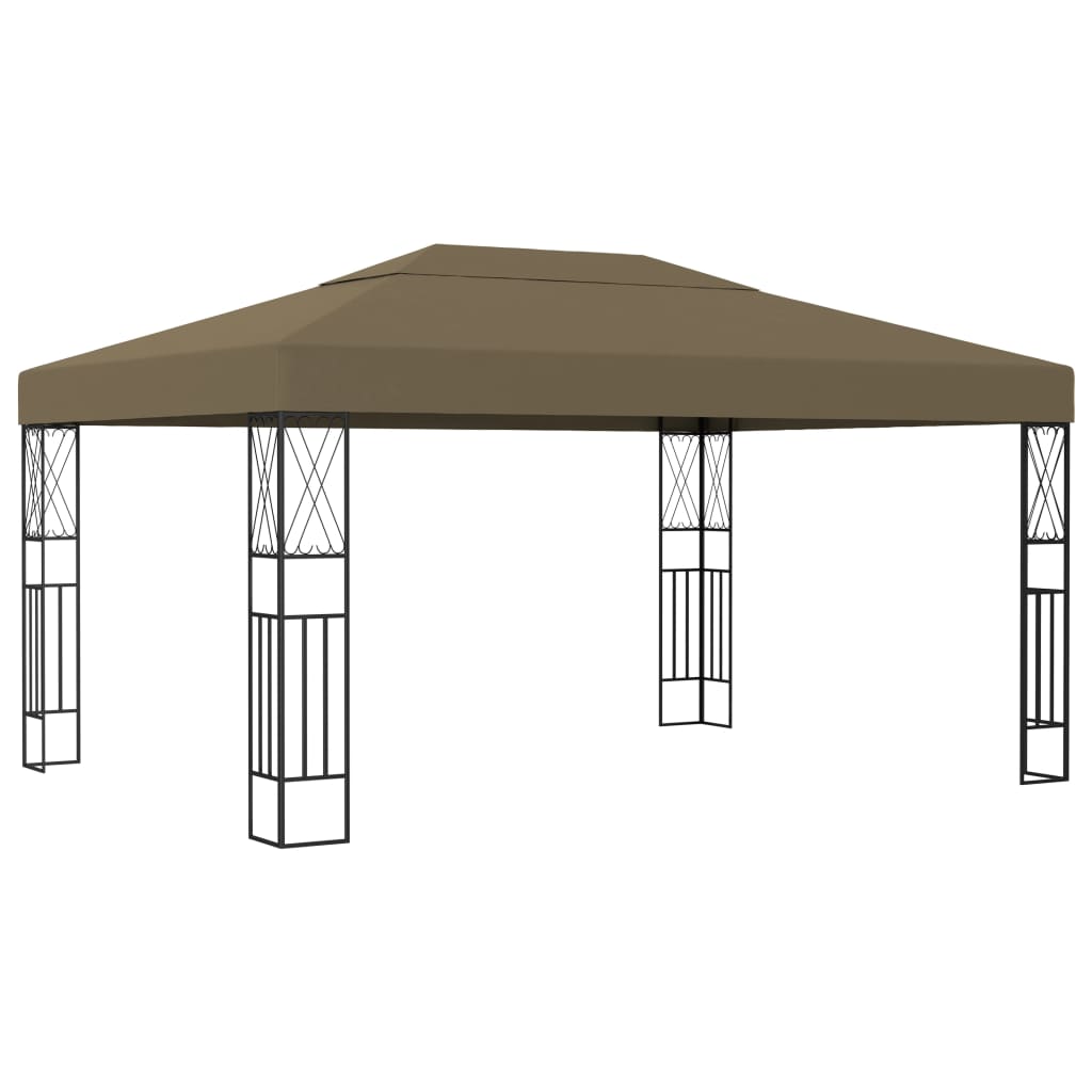 vidaXL Gazebo with LED String Lights 3x4 m Taupe Fabric