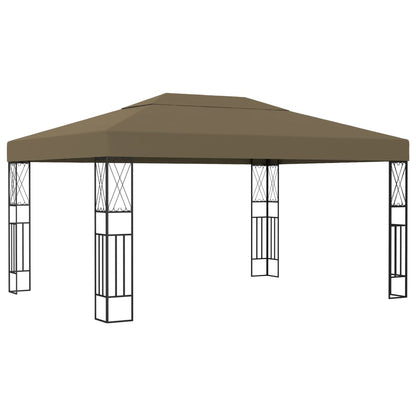 vidaXL Gazebo with LED String Lights 3x4 m Taupe Fabric
