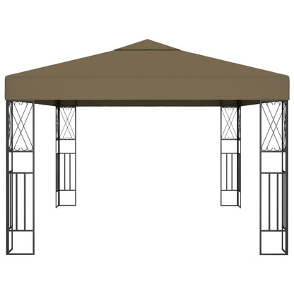 vidaXL Gazebo with LED String Lights 3x4 m Taupe Fabric