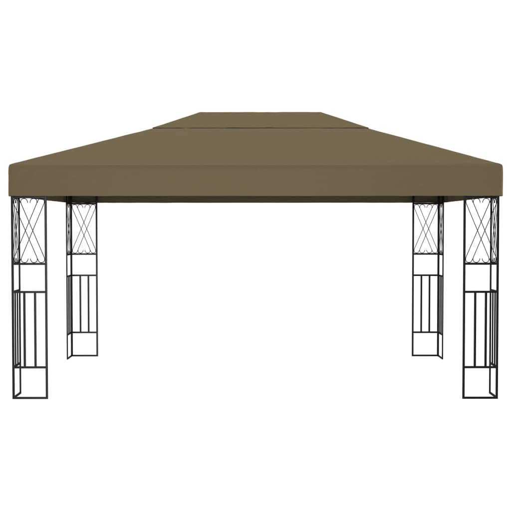 vidaXL Gazebo with LED String Lights 3x4 m Taupe Fabric
