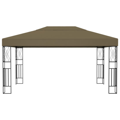 vidaXL Gazebo with LED String Lights 3x4 m Taupe Fabric