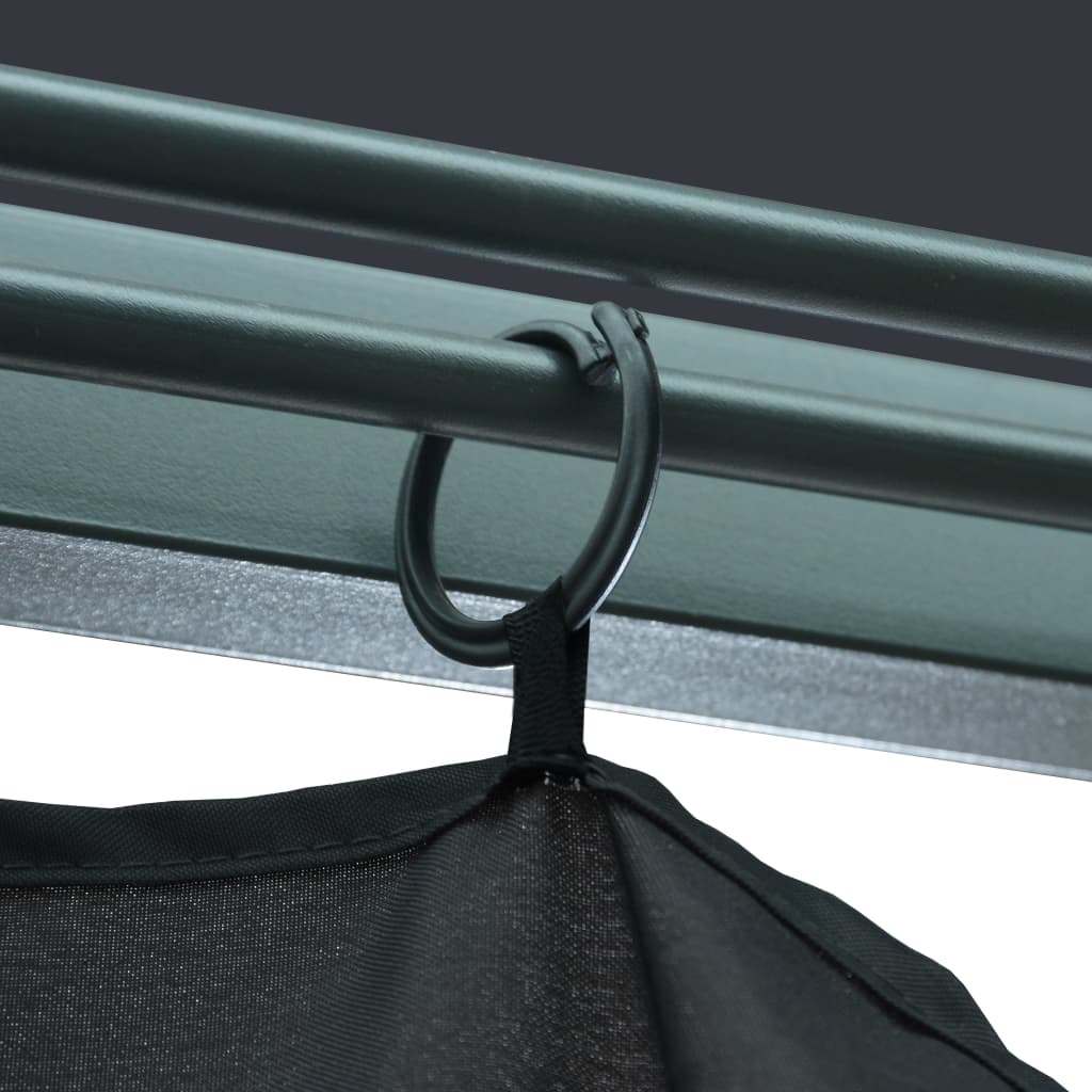 vidaXL Gazebo with Curtain&LED String Lights 3x3 m Anthracite Aluminium - 300 x 300 cm