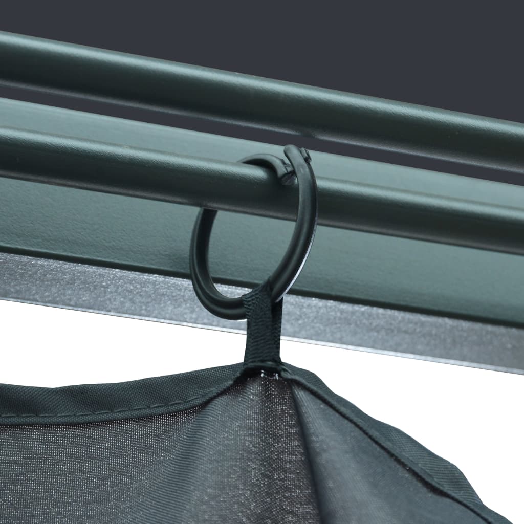 vidaXL Gazebo with Curtain&LED String Lights 4x3 m Anthracite Aluminium - 400 x 300 cm