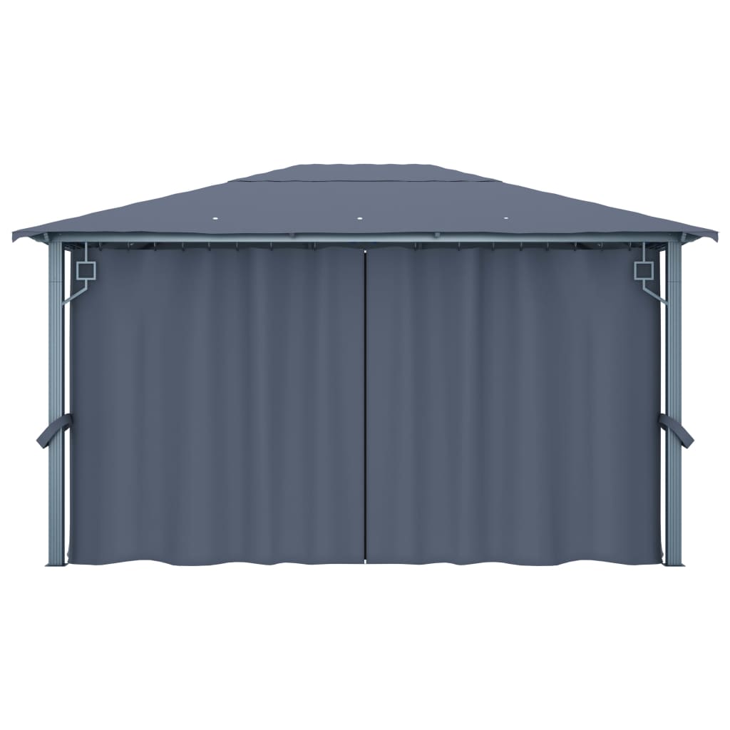 vidaXL Gazebo with Curtain&LED String Lights 4x3 m Anthracite Aluminium - 400 x 300 cm
