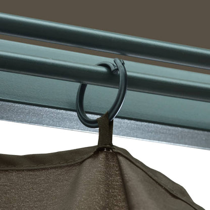 vidaXL Gazebo with Curtain&LED String Lights 4x3 m Taupe Aluminium - 400 x 300 cm