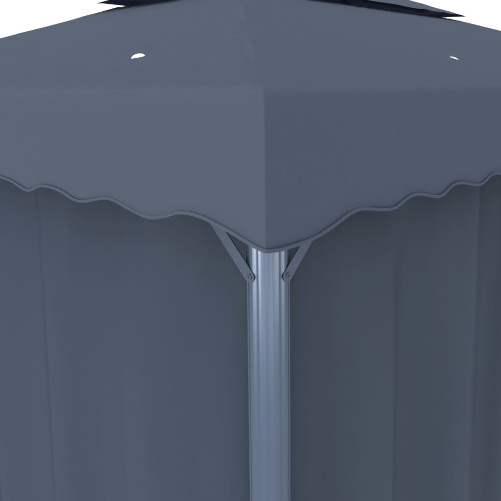 vidaXL Gazebo with Curtain&LED String Lights 3x3 m Anthracite