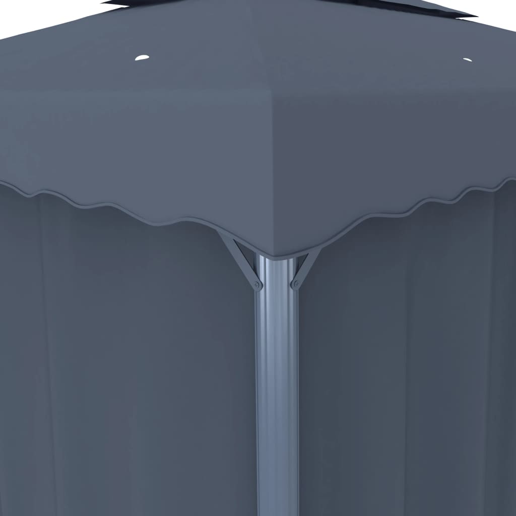 vidaXL Gazebo with Curtain&LED String Lights 4x3 m Anthracite