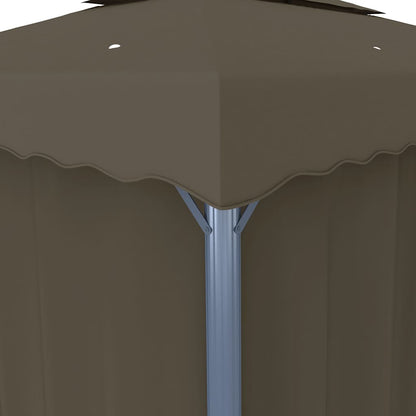 vidaXL Gazebo with Curtain&LED String Lights 4x3 m Taupe
