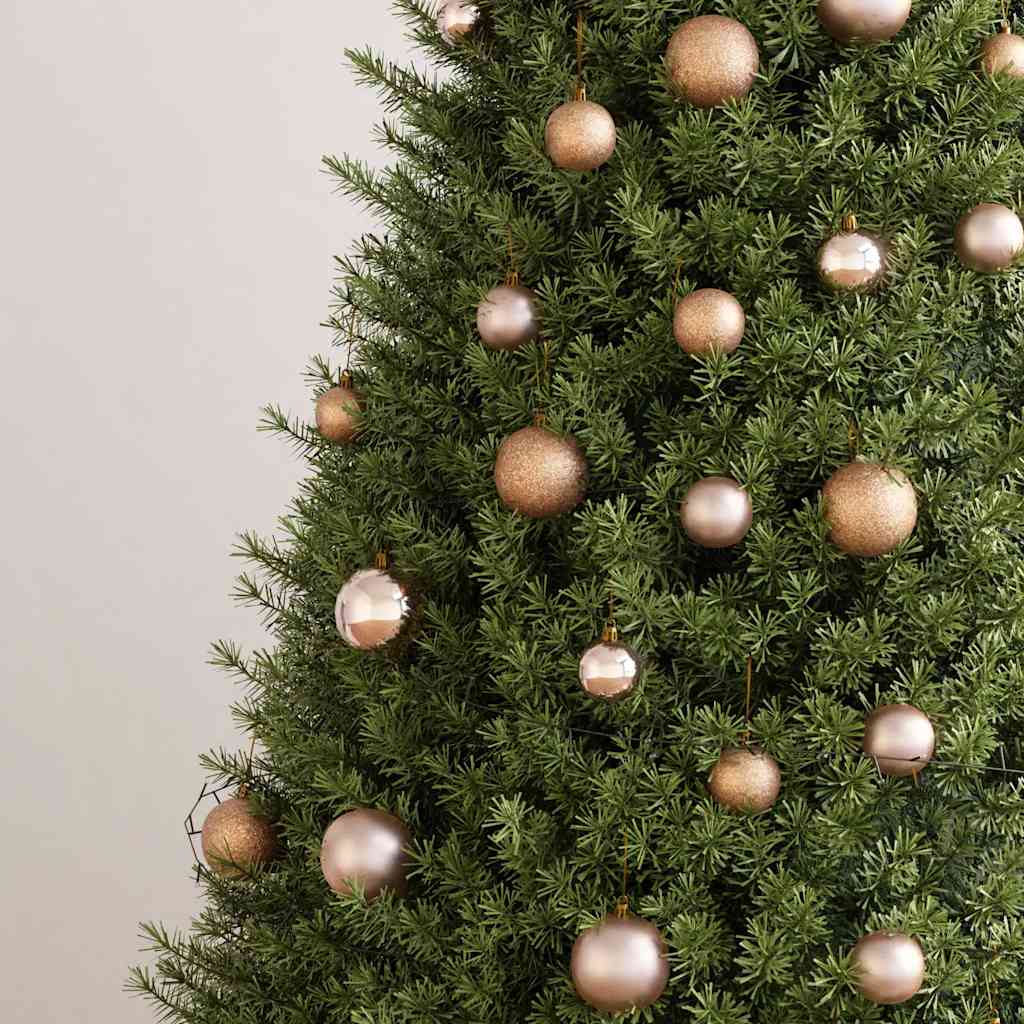 vidaXL 60 Piece Christmas Ball Set with Peak and 150 LEDs Rose Gold - Rose and gold