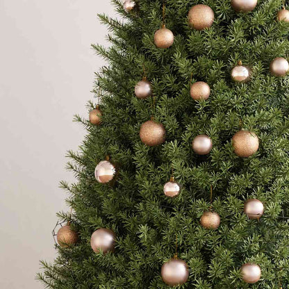 vidaXL 60 Piece Christmas Ball Set with Peak and 150 LEDs Rose Gold - Rose and gold