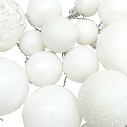 330082 vidaXL 100 Piece Christmas Ball Set White - 6 x 6 x 6 cm