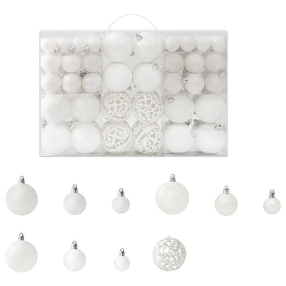 330082 vidaXL 100 Piece Christmas Ball Set White - 6 x 6 x 6 cm