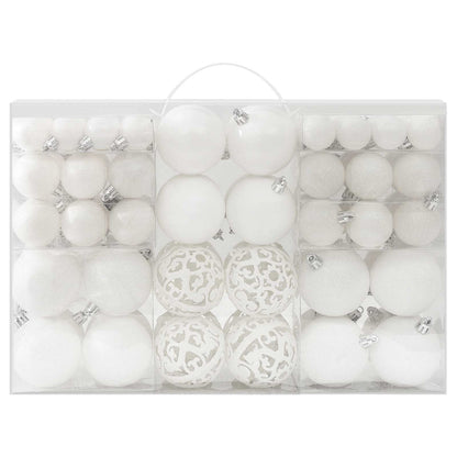 330082 vidaXL 100 Piece Christmas Ball Set White - 6 x 6 x 6 cm