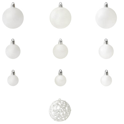 330082 vidaXL 100 Piece Christmas Ball Set White - 6 x 6 x 6 cm