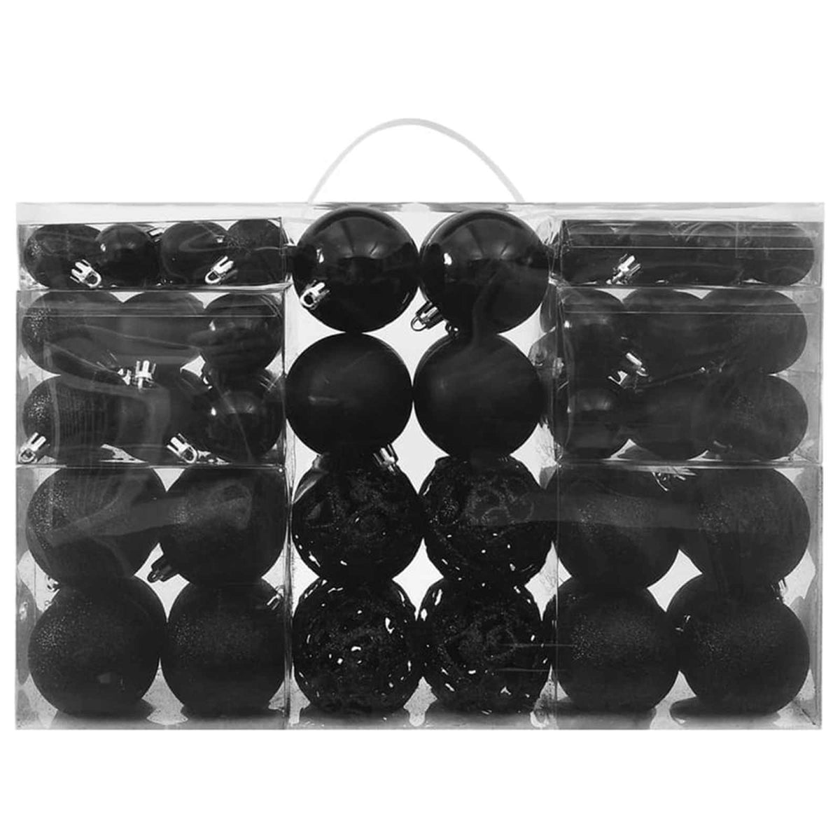 330083 vidaXL 100 Piece Christmas Ball Set Black - 6 x 6 x 6 cm