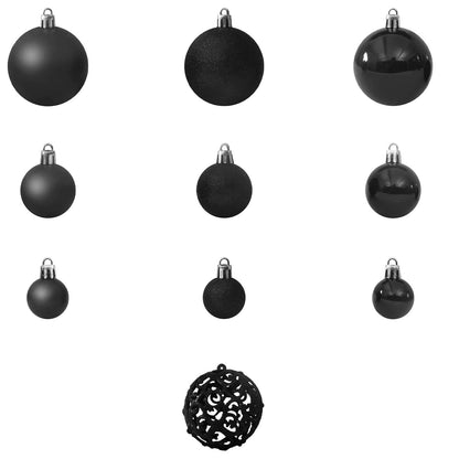 330083 vidaXL 100 Piece Christmas Ball Set Black - 6 x 6 x 6 cm