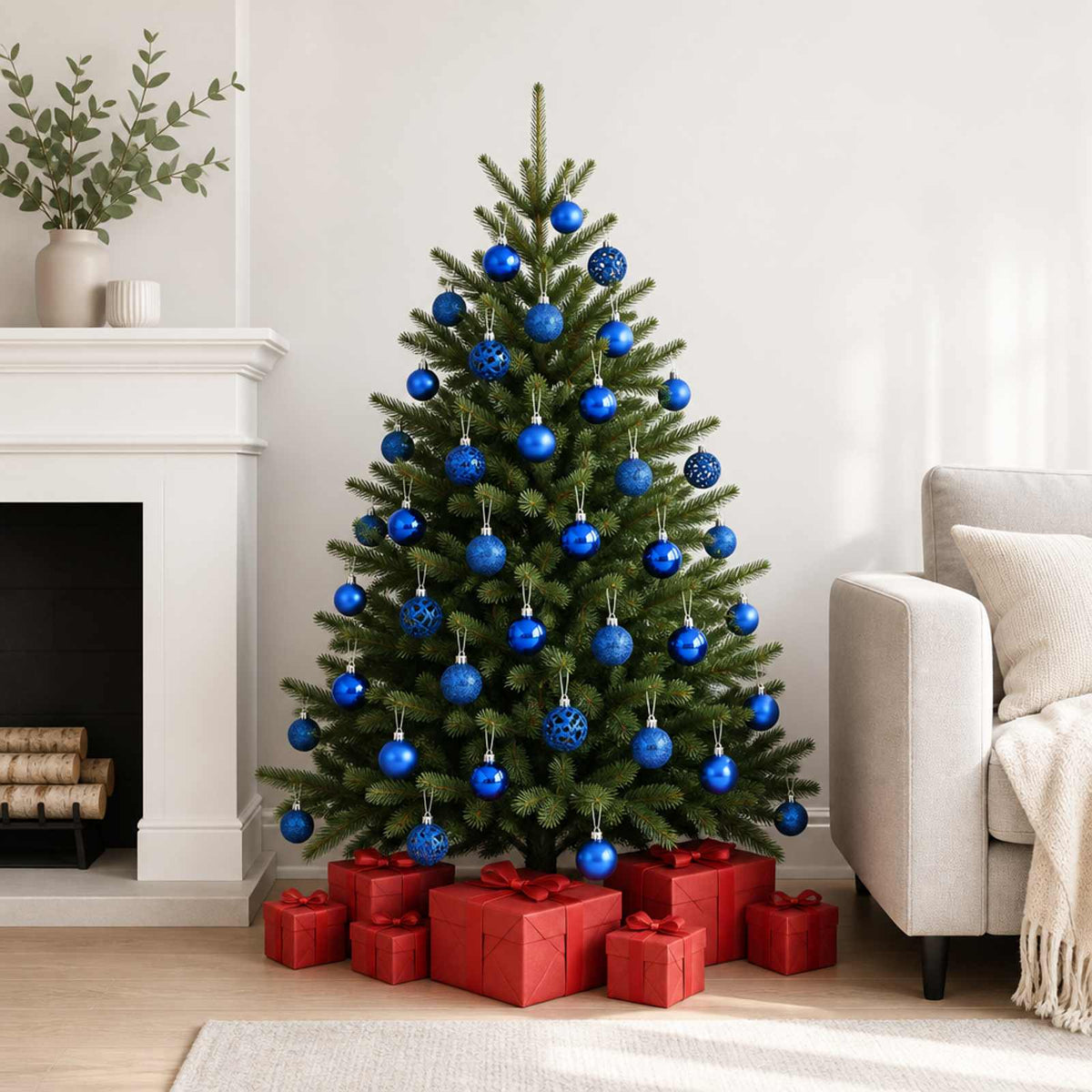 330085 vidaXL 100 Piece Christmas Ball Set Blue - 6 x 6 x 6 cm