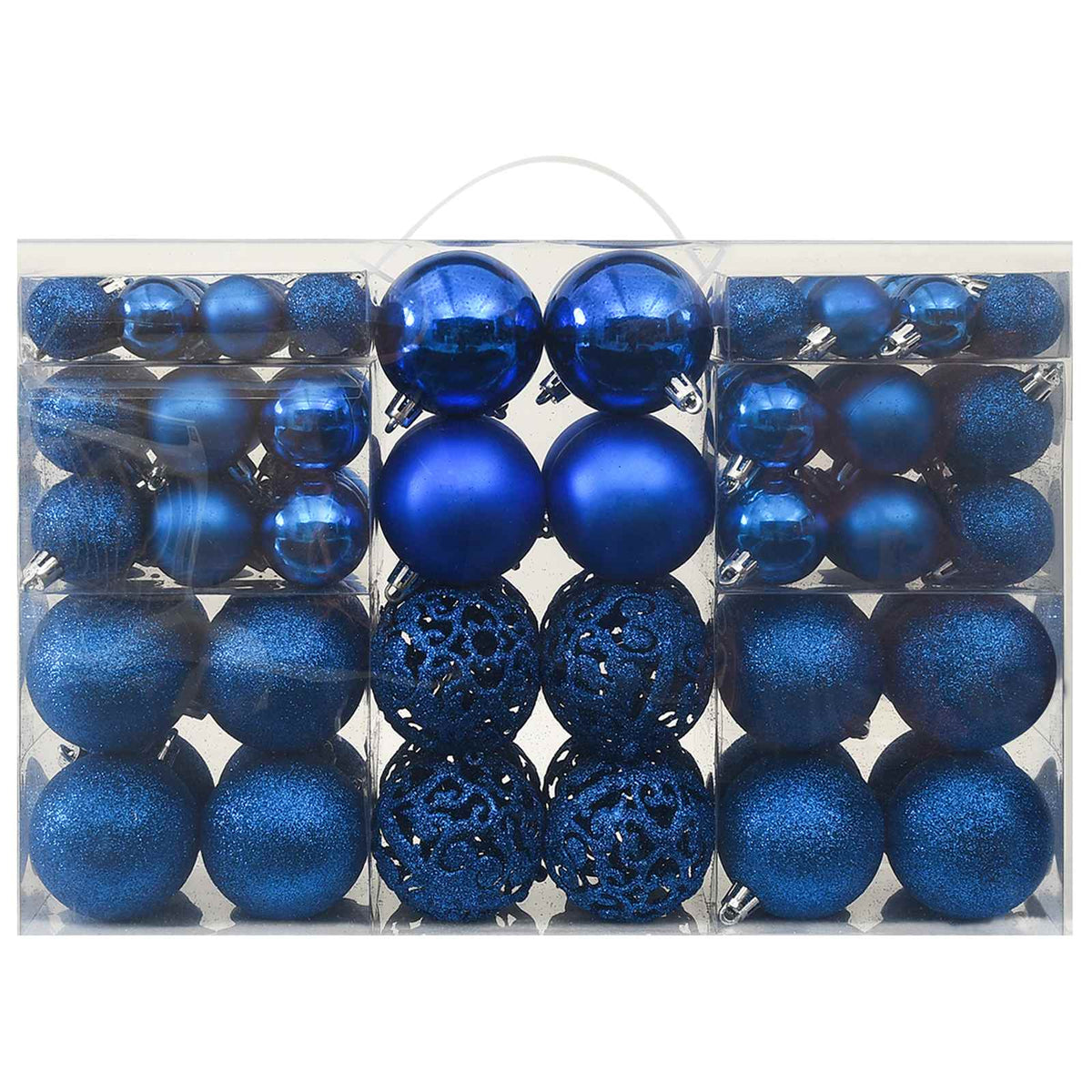 330085 vidaXL 100 Piece Christmas Ball Set Blue - 6 x 6 x 6 cm