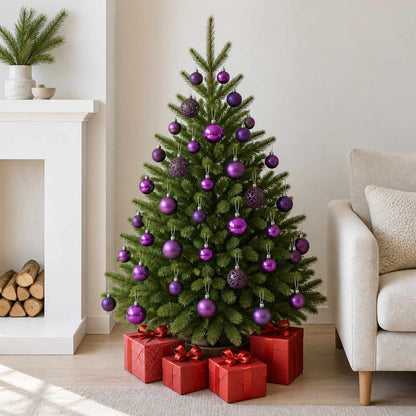 330086 vidaXL 100 Piece Christmas Ball Set Purple - 6 x 6 x 6 cm