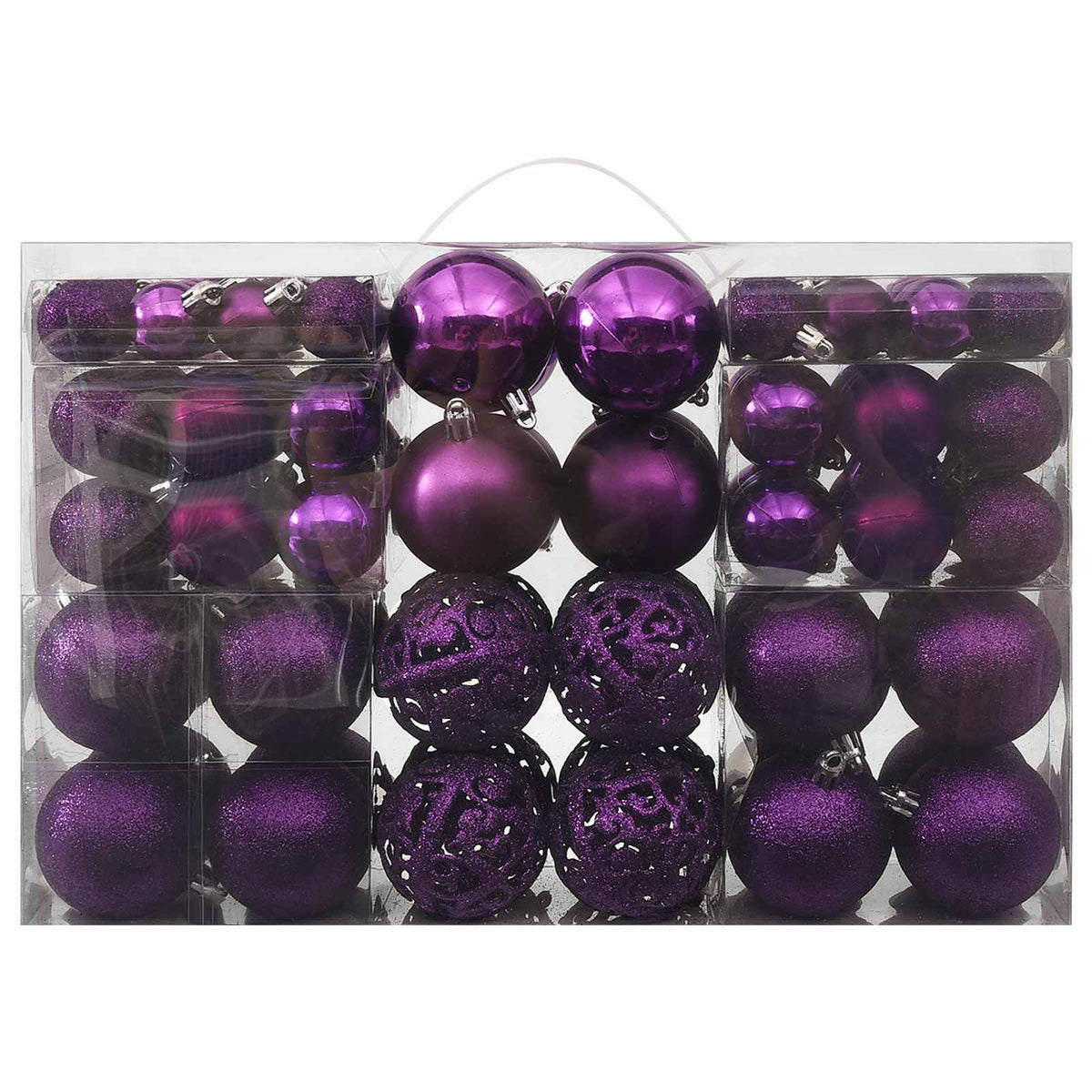 330086 vidaXL 100 Piece Christmas Ball Set Purple - 6 x 6 x 6 cm