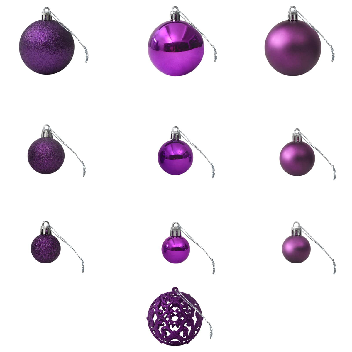 330086 vidaXL 100 Piece Christmas Ball Set Purple - 6 x 6 x 6 cm