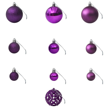 330086 vidaXL 100 Piece Christmas Ball Set Purple - 6 x 6 x 6 cm