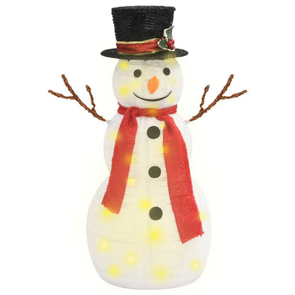 329759 vidaXL Decorative Christmas Snowman Figure with LED Luxury Fabric 60cm - White - 42 x 32 x 60 cm