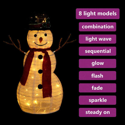 329759 vidaXL Decorative Christmas Snowman Figure with LED Luxury Fabric 60cm - White - 42 x 32 x 60 cm
