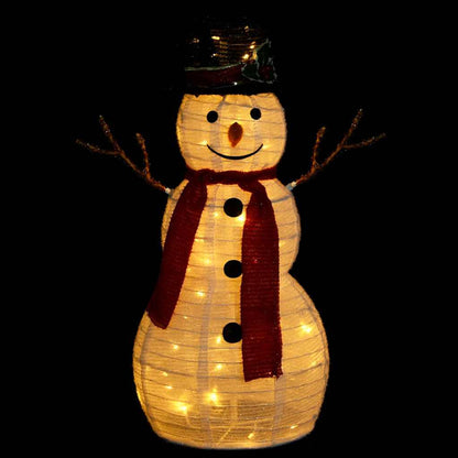 329759 vidaXL Decorative Christmas Snowman Figure with LED Luxury Fabric 60cm - White - 42 x 32 x 60 cm