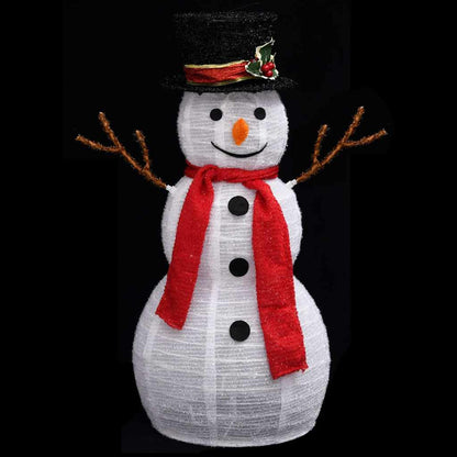 329759 vidaXL Decorative Christmas Snowman Figure with LED Luxury Fabric 60cm - White - 42 x 32 x 60 cm