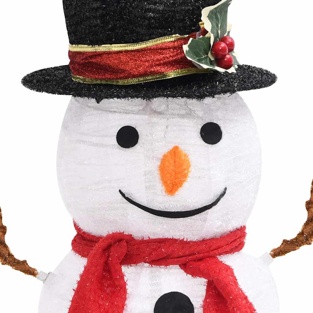 329759 vidaXL Decorative Christmas Snowman Figure with LED Luxury Fabric 60cm - White - 42 x 32 x 60 cm