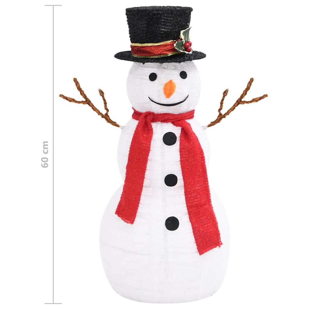 329759 vidaXL Decorative Christmas Snowman Figure with LED Luxury Fabric 60cm - White - 42 x 32 x 60 cm