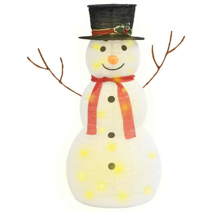 329760 vidaXL Decorative Christmas Snowman Figure with LED Luxury Fabric 90cm - White - 68 x 43 x 90 cm