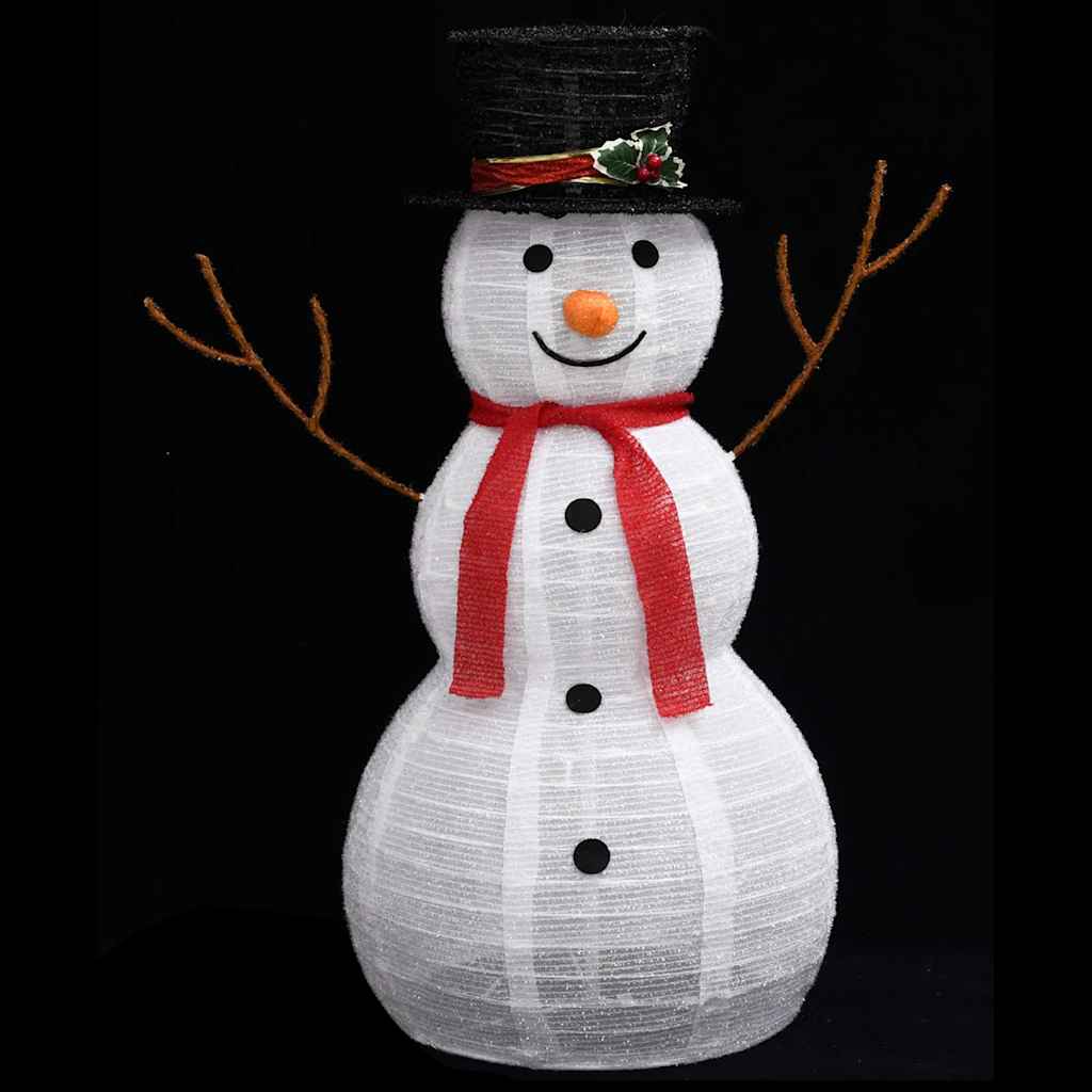 329760 vidaXL Decorative Christmas Snowman Figure with LED Luxury Fabric 90cm - White - 68 x 43 x 90 cm