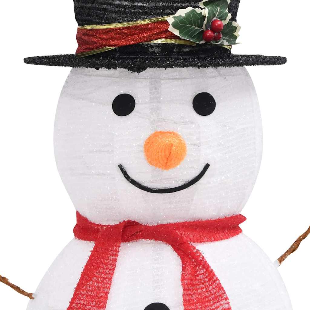 329760 vidaXL Decorative Christmas Snowman Figure with LED Luxury Fabric 90cm - White - 68 x 43 x 90 cm