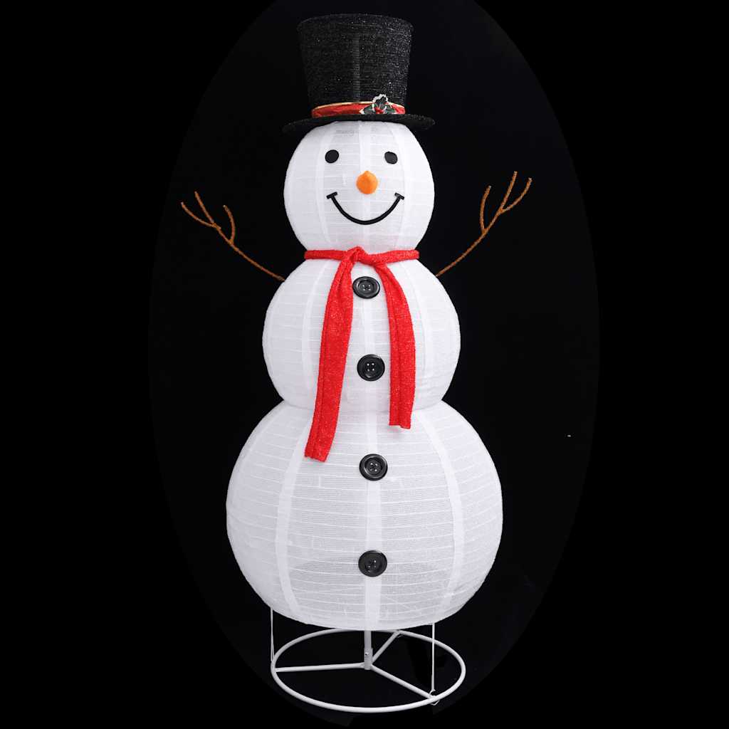 vidaXL Decorative Christmas Snowman Figure LED Luxury Fabric 180cm - White - 180 cm