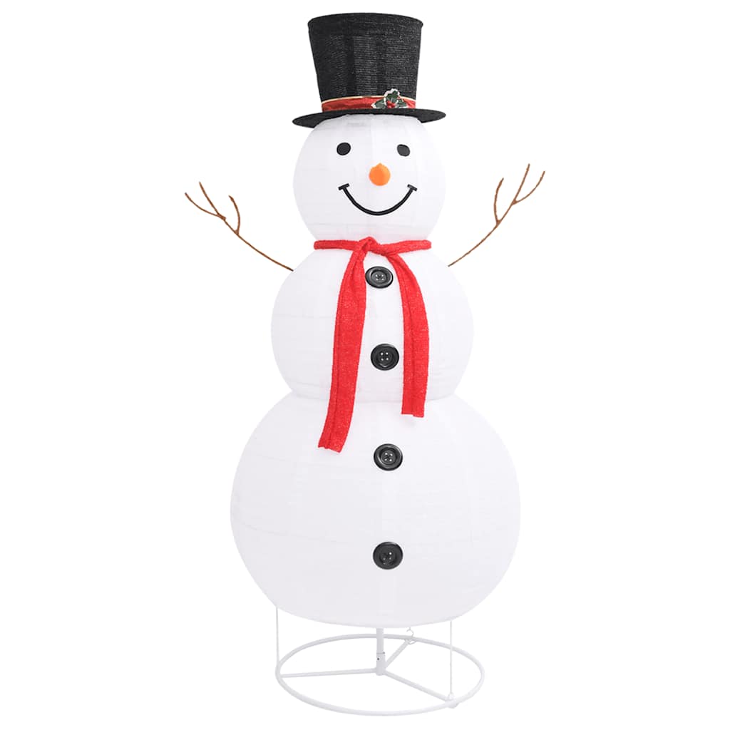 vidaXL Decorative Christmas Snowman Figure LED Luxury Fabric 180cm - White - 180 cm