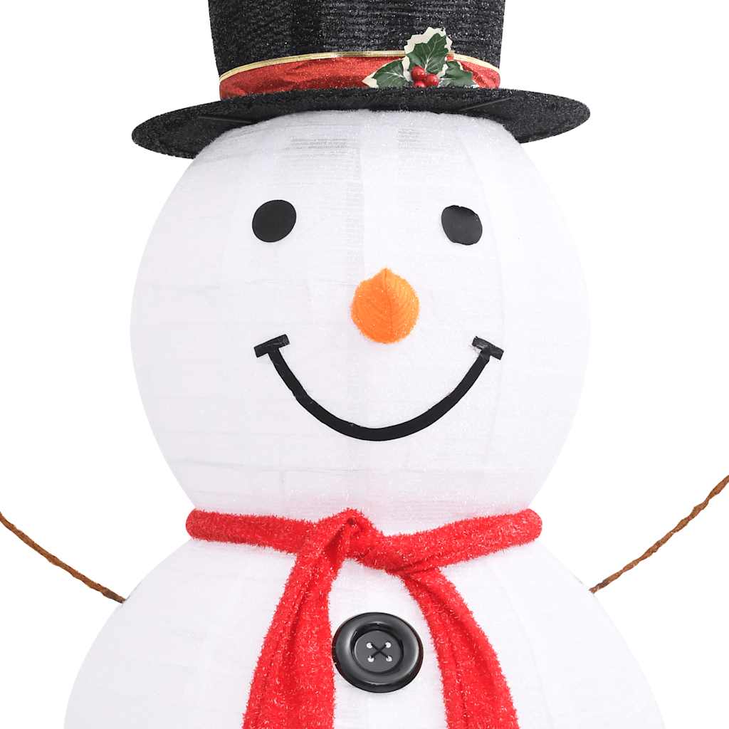 vidaXL Decorative Christmas Snowman Figure LED Luxury Fabric 180cm - White - 180 cm
