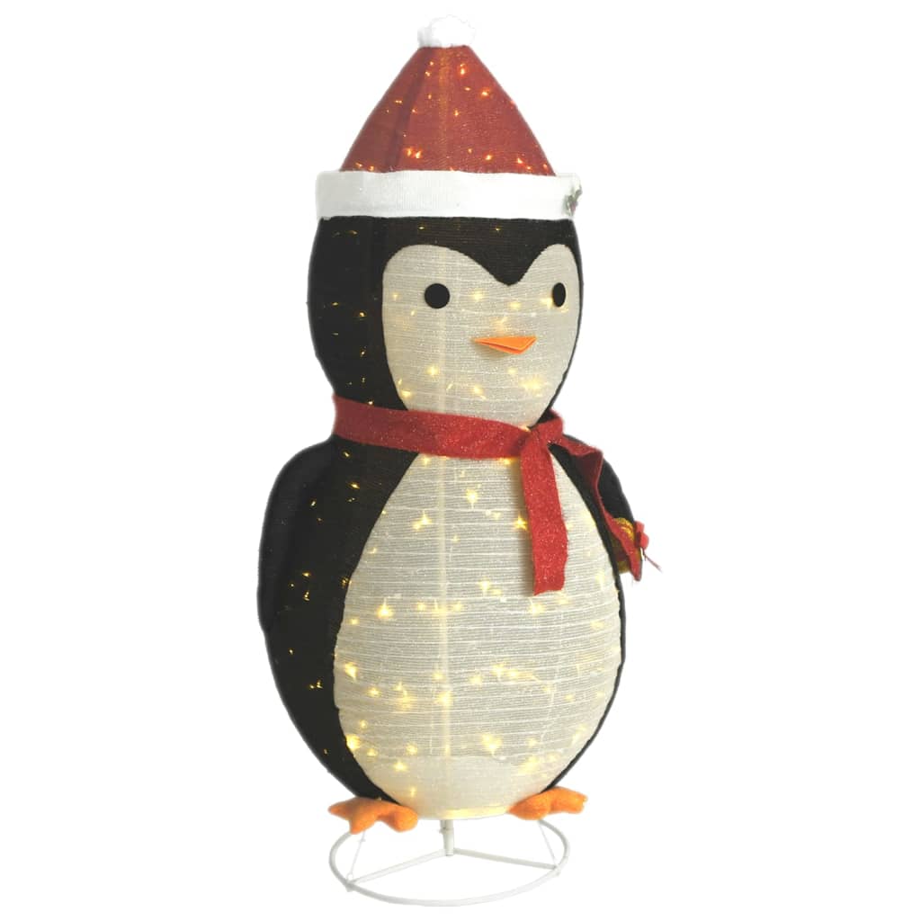 vidaXL Decorative Christmas Snow Penguin Figure LED Luxury Fabric 180cm - Black and white