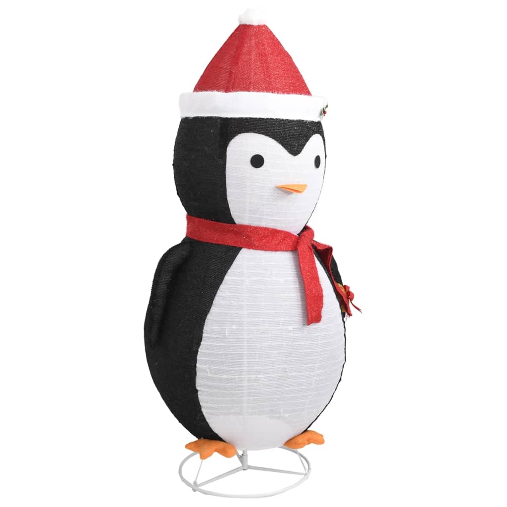vidaXL Decorative Christmas Snow Penguin Figure LED Luxury Fabric 180cm - Black and white