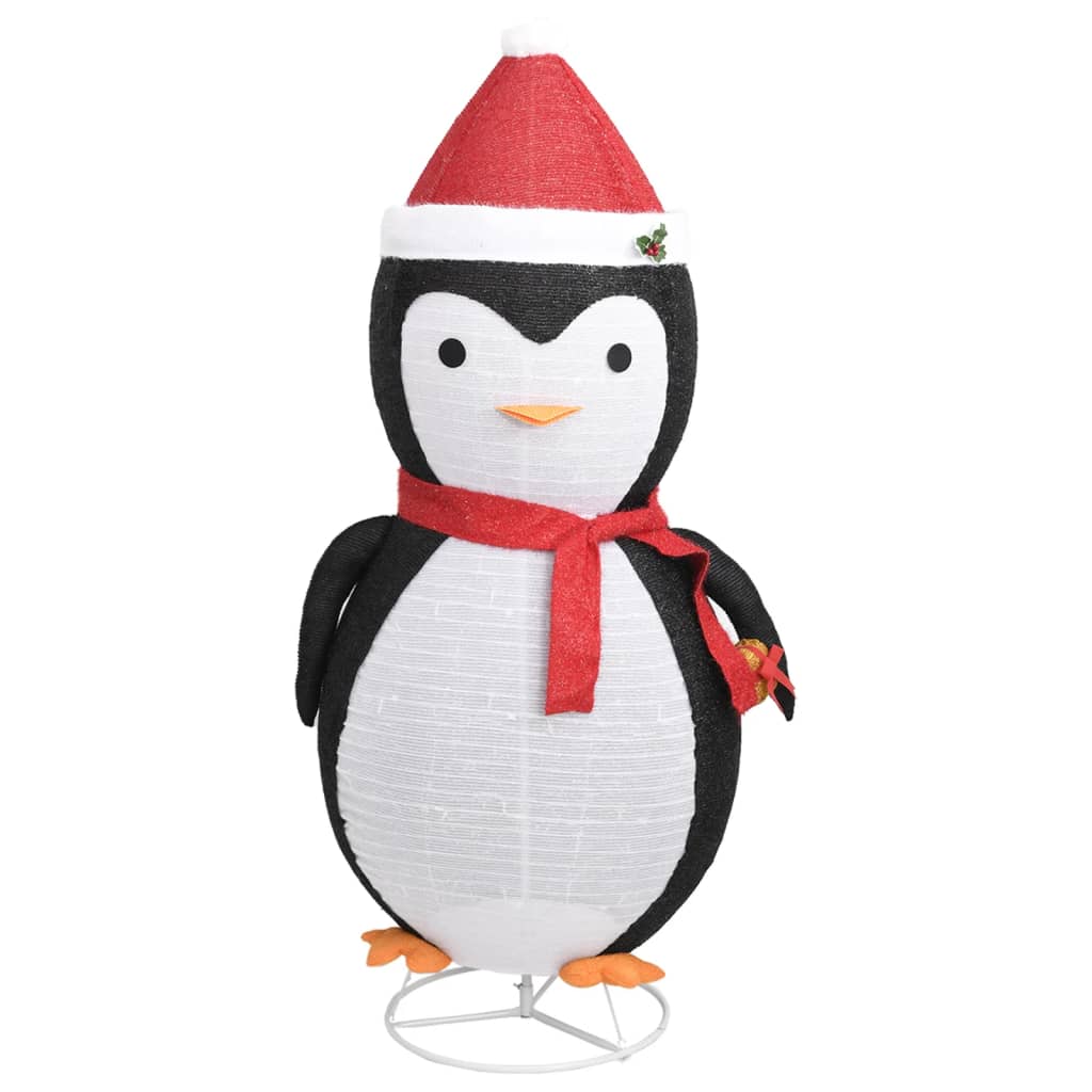 vidaXL Decorative Christmas Snow Penguin Figure LED Luxury Fabric 180cm - Black and white