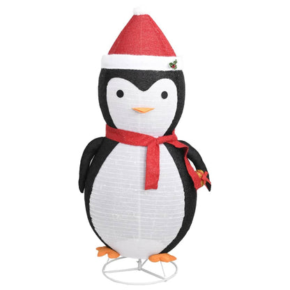 vidaXL Decorative Christmas Snow Penguin Figure LED Luxury Fabric 180cm - Black and white