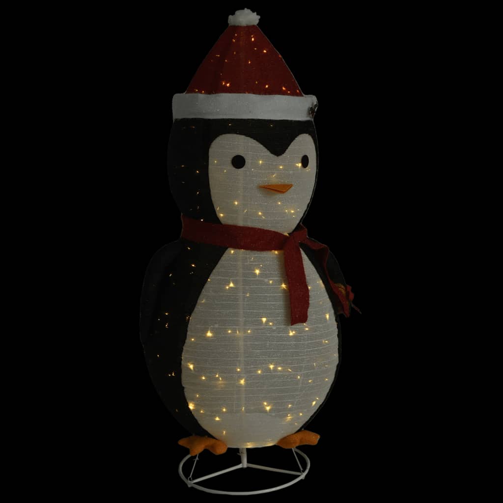 vidaXL Decorative Christmas Snow Penguin Figure LED Luxury Fabric 180cm - Black and white