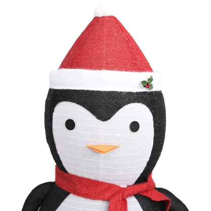 vidaXL Decorative Christmas Snow Penguin Figure LED Luxury Fabric 180cm - Black and white