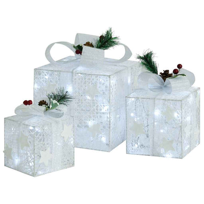 329766 vidaXL Decorative Christmas Gift Boxes 3 pcs White Outdoor Indoor - 20 x 20 x 11 cm