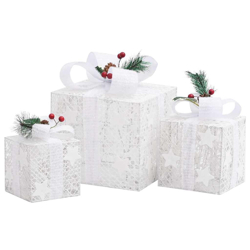 329766 vidaXL Decorative Christmas Gift Boxes 3 pcs White Outdoor Indoor - 20 x 20 x 11 cm