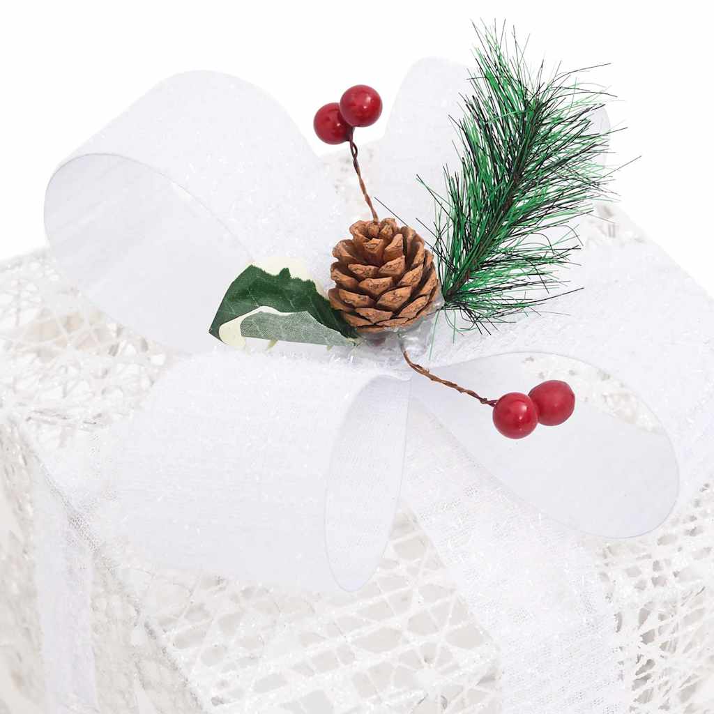329766 vidaXL Decorative Christmas Gift Boxes 3 pcs White Outdoor Indoor - 20 x 20 x 11 cm